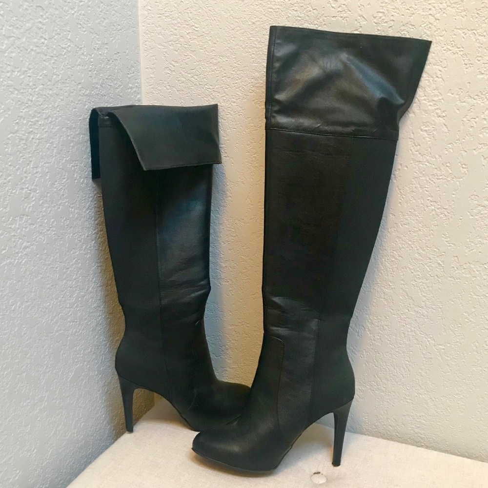 Over the knee black stiletto boots size 7.5